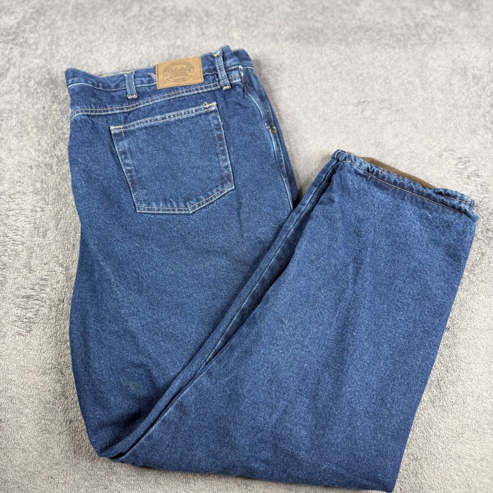Cabelas Pants Mens XL 48X32 Fleece Lined Nylon Trim Jeans‎ Outdoor Hiking Warm